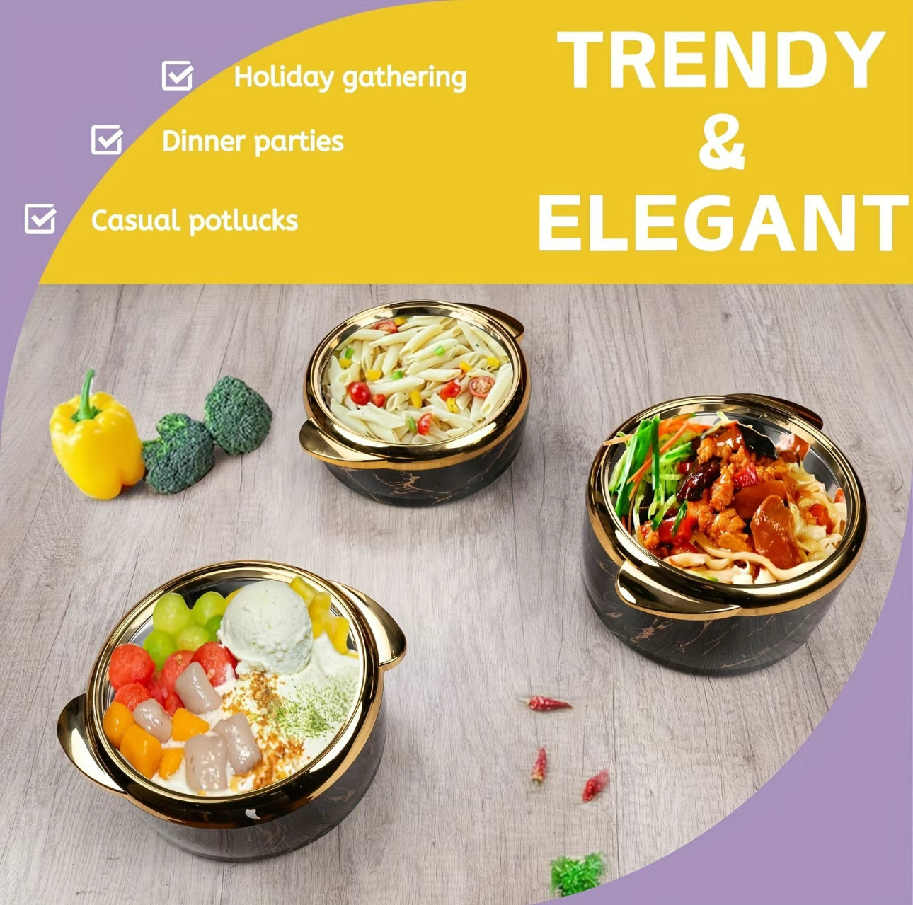 3 Pcs Golden Touch Food Warmer